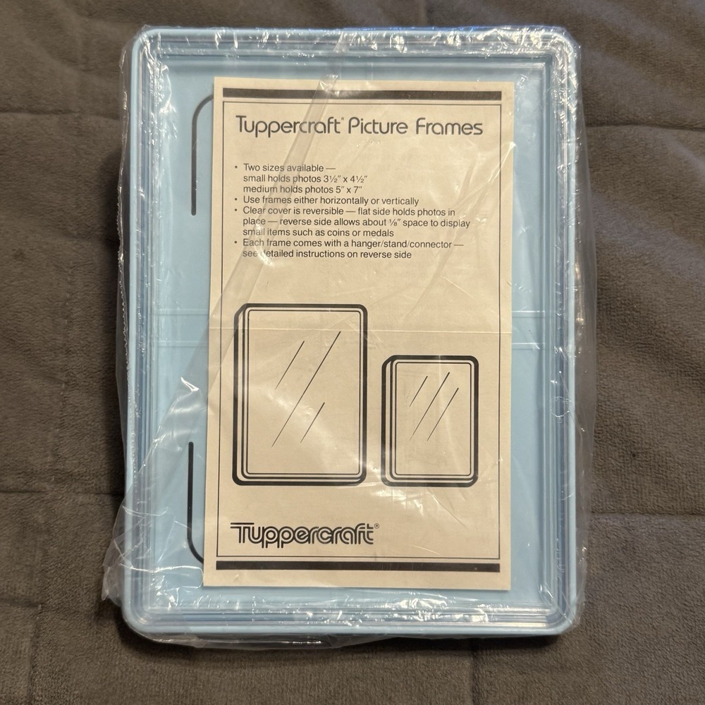 Vintage Tupperware Tuppercraft Picture Frame NOS Sealed Blue 5x7 3.5x4.5